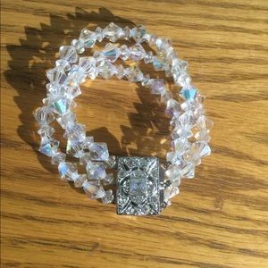 Vintage AB crystal triple strand bracelet